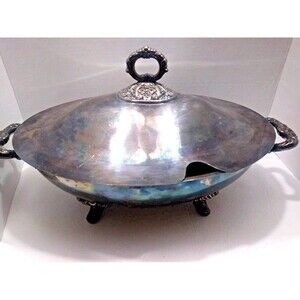 Silver Plate Lidded Regency Style Soup Tureen Serving Bowl